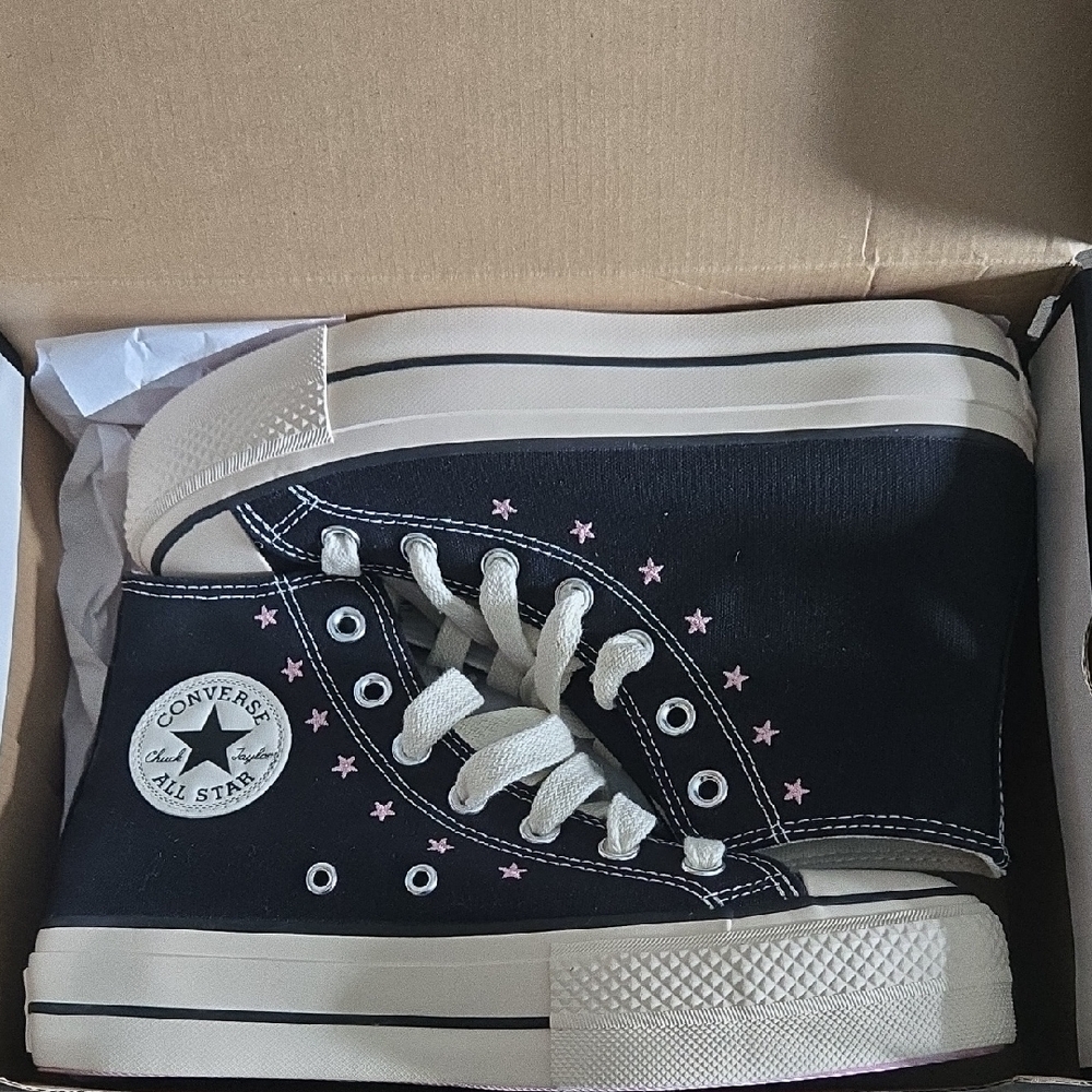 Converse Black and White High-Top Sneakers - Picture 9 of 9